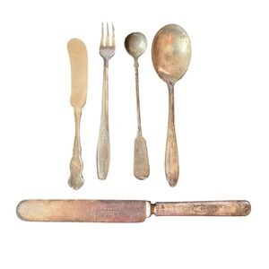 Antique Rogers Silverplate Flatware LOT 5pc Knife Fork Spoons Meriden Conn 1910
